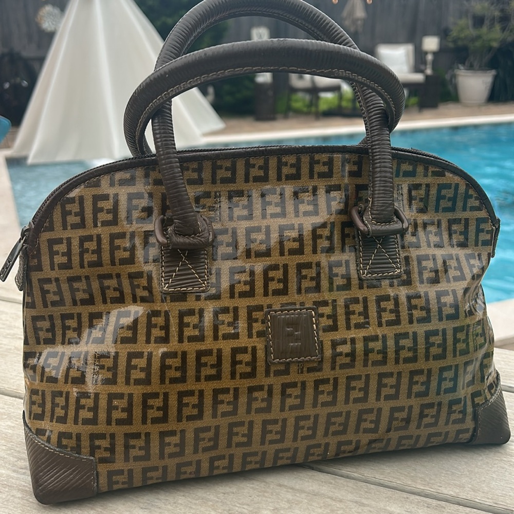 Fendi VINTAGE Zucchino FF Satchel Hand Bag - Picture 2 of 12